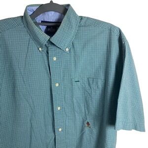 Tommy Hilfiger Button Down Shirt‎ Plaid Short Sleeve Classic Fit Medium